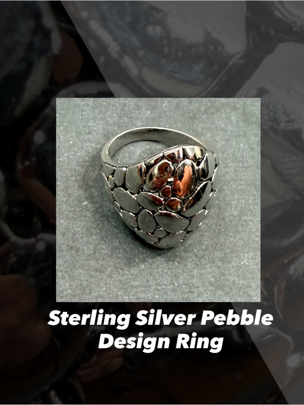 EUC Sterling Silver Pebble Design Ring